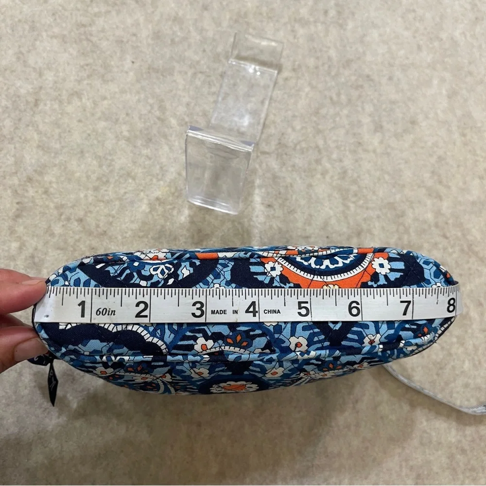 Vera Bradley Medium Ruffle Zip Dome Cosmetic Case  Marrakesh Blue Orange White